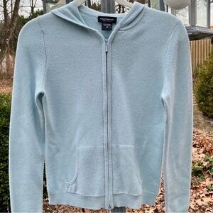 Lord and Taylor light blue 100% cashmere zip up hoodie